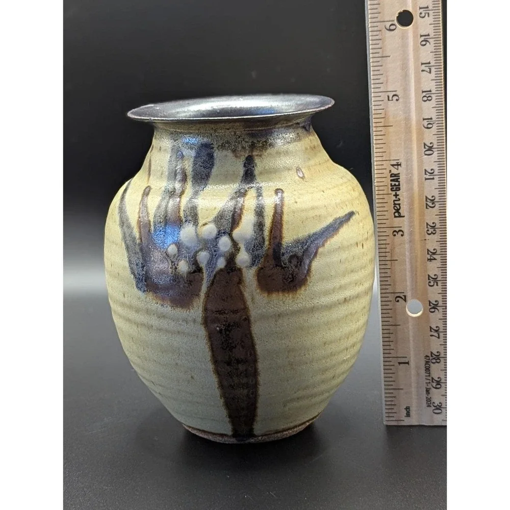 William Bill Creitz Vintage Art Pottery Vase Oregon Studio Signed 1970s Pottery